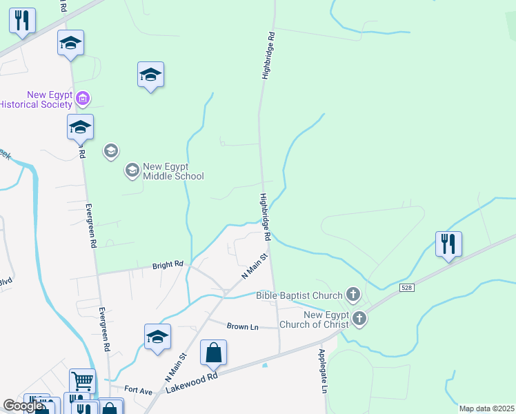 map of restaurants, bars, coffee shops, grocery stores, and more near 19 Highbridge Road in Plumsted