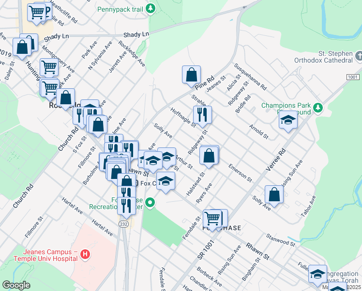 map of restaurants, bars, coffee shops, grocery stores, and more near 518 Solly Avenue in Philadelphia