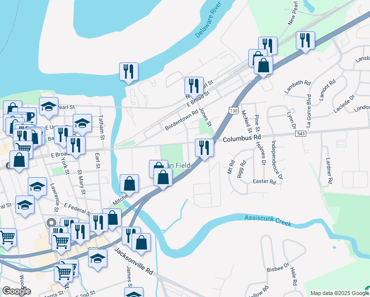 map of restaurants, bars, coffee shops, grocery stores, and more near 404 Hulme Street in Burlington