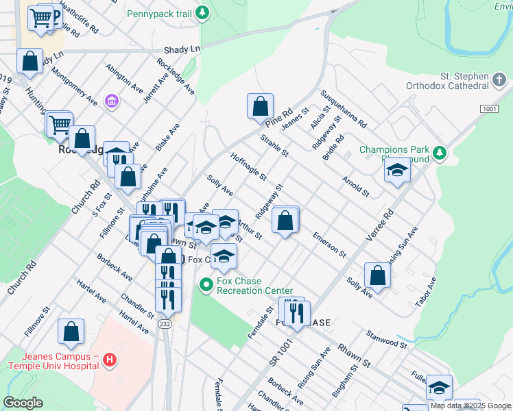 map of restaurants, bars, coffee shops, grocery stores, and more near 531 Solly Avenue in Philadelphia