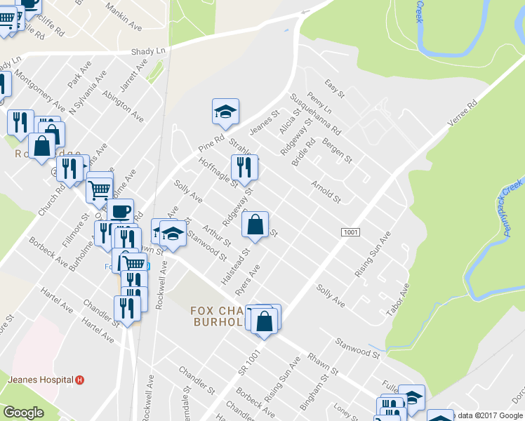 map of restaurants, bars, coffee shops, grocery stores, and more near 624 Hoffnagle St in Philadelphia