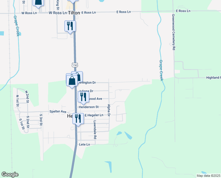 map of restaurants, bars, coffee shops, grocery stores, and more near 2310 Alpha Drive in Danville