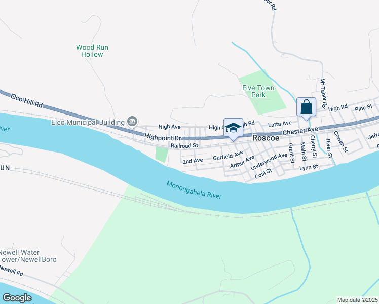 map of restaurants, bars, coffee shops, grocery stores, and more near 206 East 1st Avenue in Elco