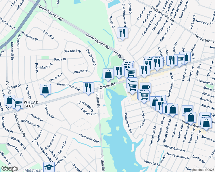 map of restaurants, bars, coffee shops, grocery stores, and more near 3230 New Jersey 88 in Point Pleasant