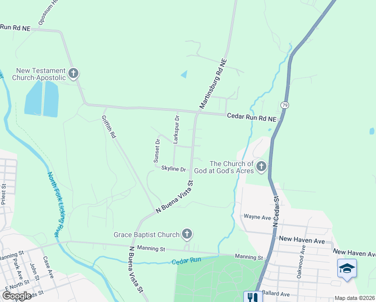 map of restaurants, bars, coffee shops, grocery stores, and more near 769 North Buena Vista Street in Newark
