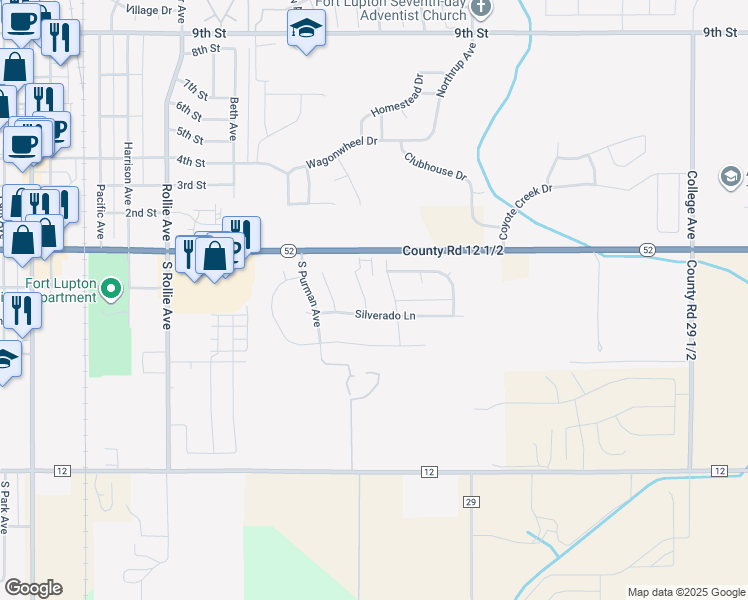 map of restaurants, bars, coffee shops, grocery stores, and more near 234 Appel Court in Fort Lupton
