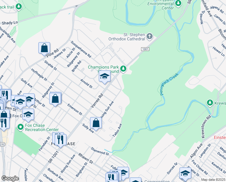 map of restaurants, bars, coffee shops, grocery stores, and more near 919 Kendrick Street in Philadelphia