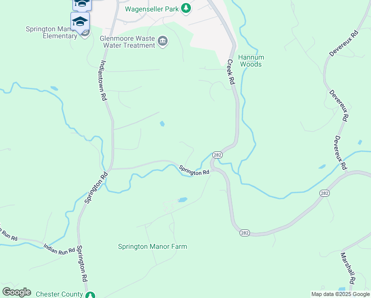 map of restaurants, bars, coffee shops, grocery stores, and more near 1071 Springton Road in Glenmoore