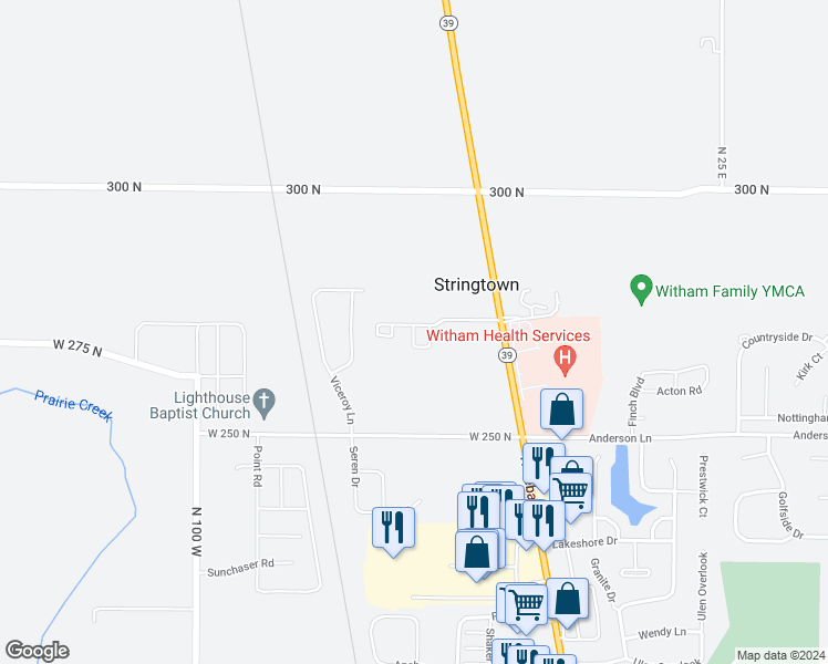 map of restaurants, bars, coffee shops, grocery stores, and more near 725 Crown Pointe Drive in Lebanon