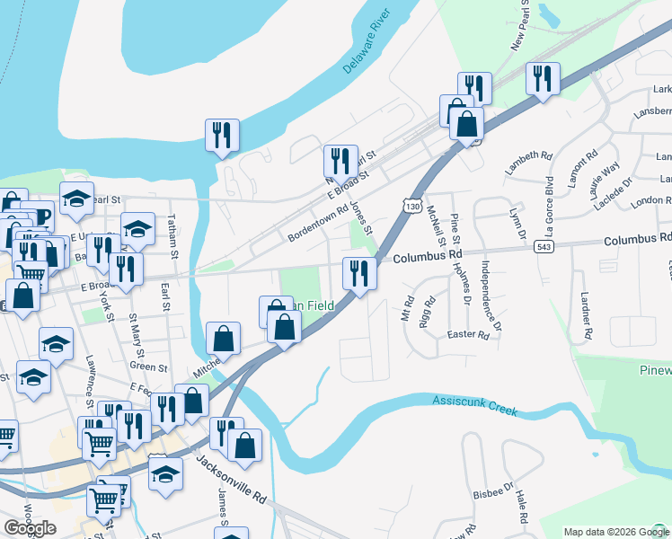 map of restaurants, bars, coffee shops, grocery stores, and more near 404 Hulme Street in Burlington