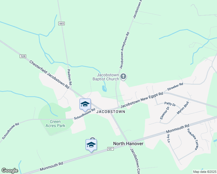 map of restaurants, bars, coffee shops, grocery stores, and more near 355 Jacobstown Arneytown Road in Wrightstown