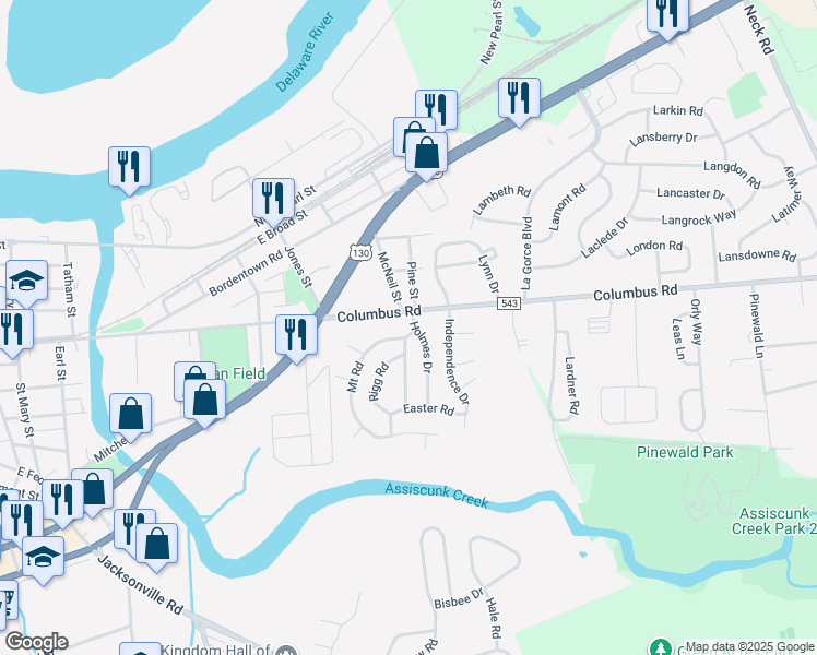 map of restaurants, bars, coffee shops, grocery stores, and more near 409 Flanders Road in Burlington