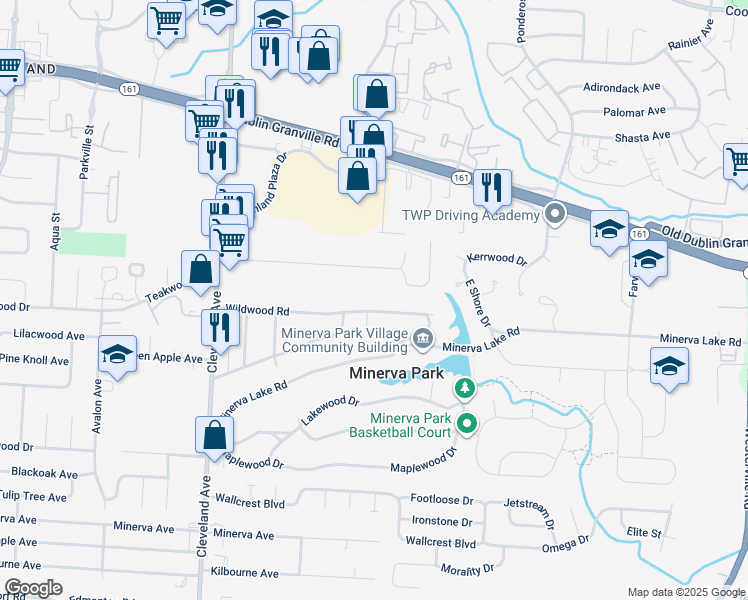 map of restaurants, bars, coffee shops, grocery stores, and more near in Columbus