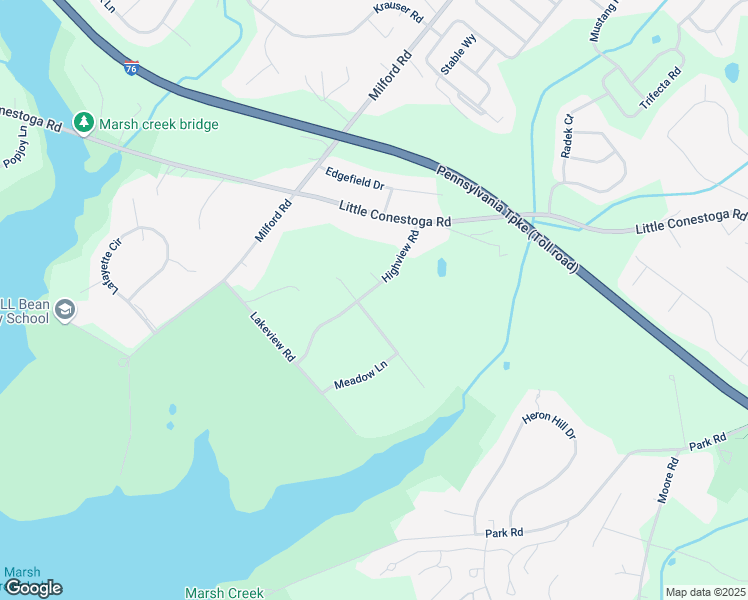 map of restaurants, bars, coffee shops, grocery stores, and more near 7 Waterview Road in Downingtown