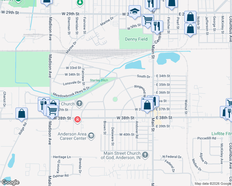 map of restaurants, bars, coffee shops, grocery stores, and more near 240 Ringwood Way in Anderson