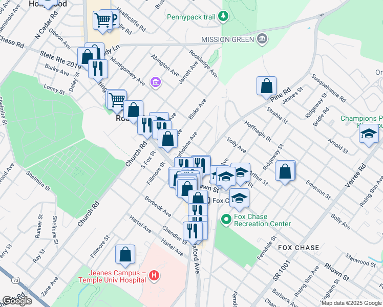 map of restaurants, bars, coffee shops, grocery stores, and more near 309 Dalton Street in Philadelphia