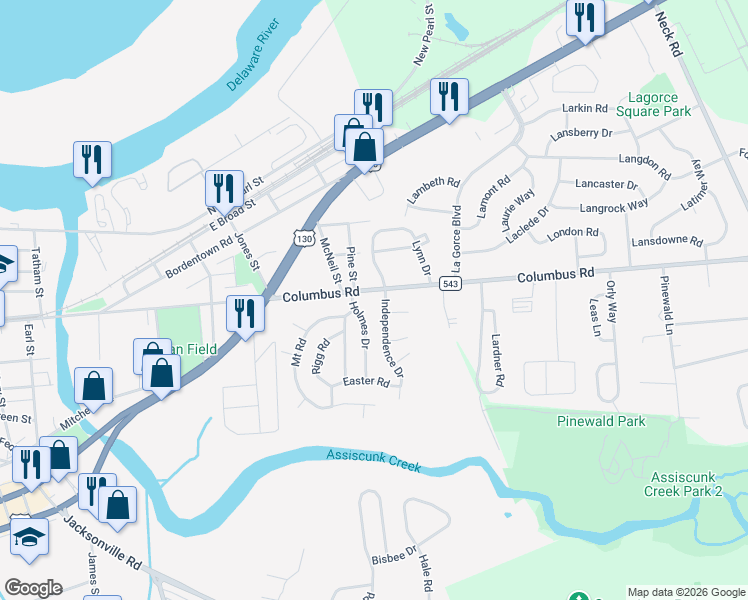 map of restaurants, bars, coffee shops, grocery stores, and more near 408 Independence Drive in Burlington