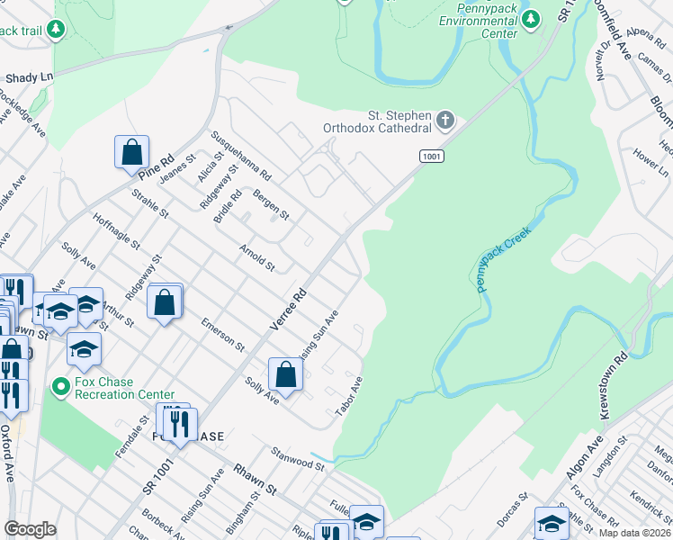 map of restaurants, bars, coffee shops, grocery stores, and more near 917 Kendrick Street in Philadelphia