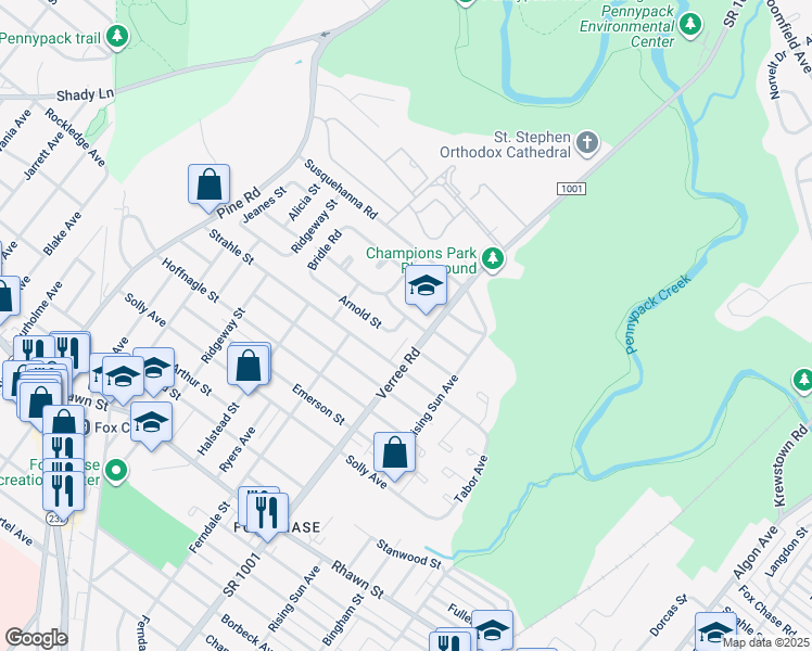 map of restaurants, bars, coffee shops, grocery stores, and more near 842 Kendrick Street in Philadelphia