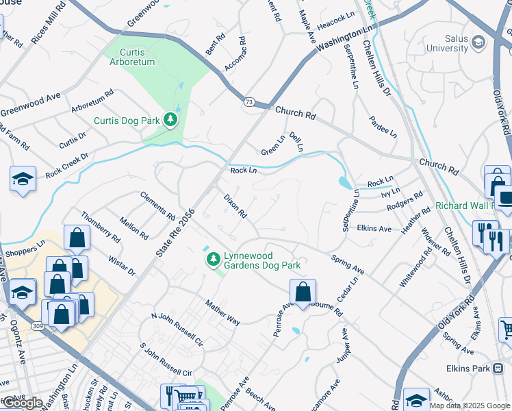 map of restaurants, bars, coffee shops, grocery stores, and more near 7905 Clyde Stone Drive in Elkins Park