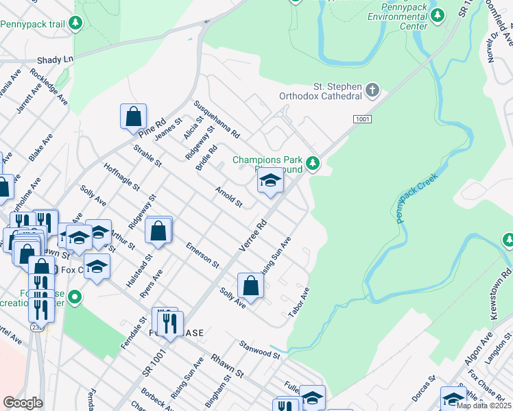 map of restaurants, bars, coffee shops, grocery stores, and more near 842 Kendrick Street in Philadelphia