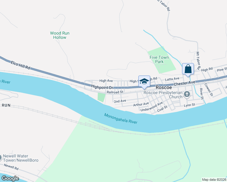 map of restaurants, bars, coffee shops, grocery stores, and more near 206 East 1st Avenue in Elco