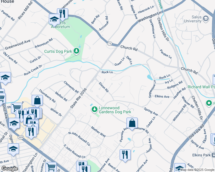 map of restaurants, bars, coffee shops, grocery stores, and more near 7902 Clyde Stone Drive in Elkins Park