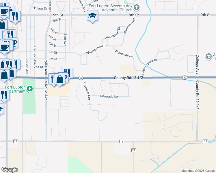 map of restaurants, bars, coffee shops, grocery stores, and more near 234 Appel Court in Fort Lupton