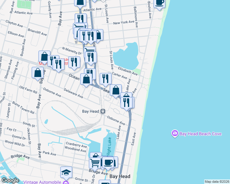 map of restaurants, bars, coffee shops, grocery stores, and more near 309 Route 35 in Point Pleasant Beach