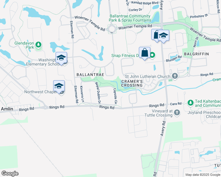map of restaurants, bars, coffee shops, grocery stores, and more near 5613 Tayside Circle in Dublin
