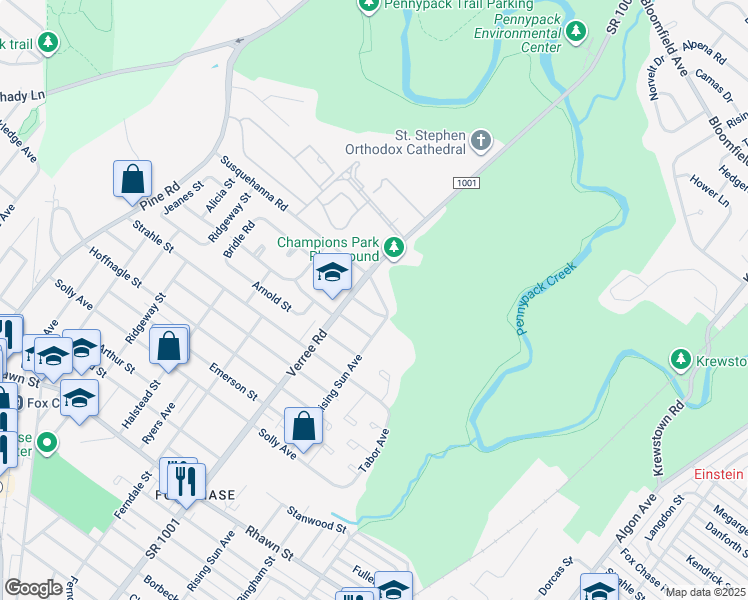 map of restaurants, bars, coffee shops, grocery stores, and more near 916 Tustin Street in Philadelphia