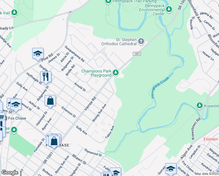 map of restaurants, bars, coffee shops, grocery stores, and more near 916 Tustin Street in Philadelphia