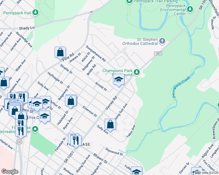 map of restaurants, bars, coffee shops, grocery stores, and more near 832 Kendrick Street in Philadelphia