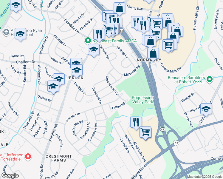 map of restaurants, bars, coffee shops, grocery stores, and more near 4312 Greenmount Road in Philadelphia