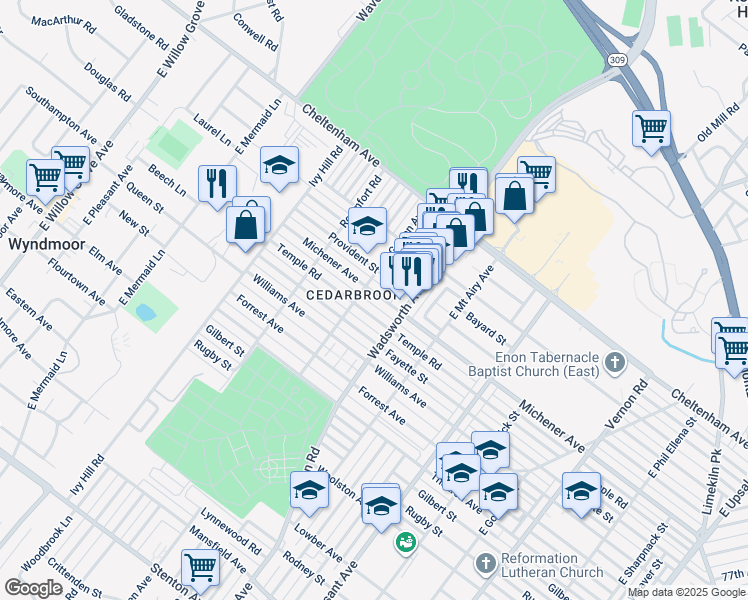 map of restaurants, bars, coffee shops, grocery stores, and more near 8436 Michener Avenue in Philadelphia
