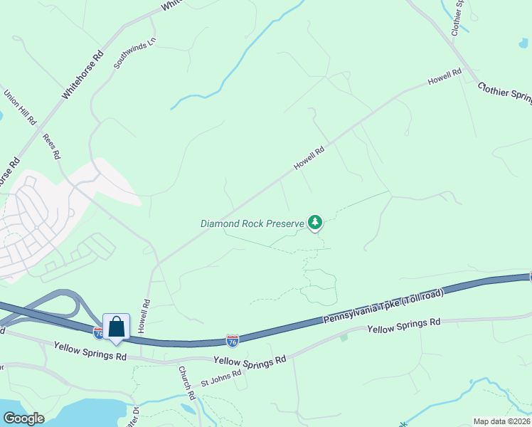 map of restaurants, bars, coffee shops, grocery stores, and more near 4083 Howell Road in Malvern