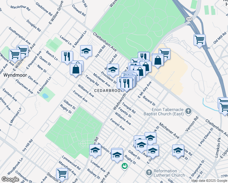map of restaurants, bars, coffee shops, grocery stores, and more near 8442 Michener Avenue in Philadelphia