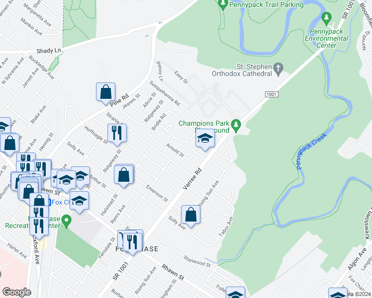 map of restaurants, bars, coffee shops, grocery stores, and more near 824 Kendrick Street in Philadelphia