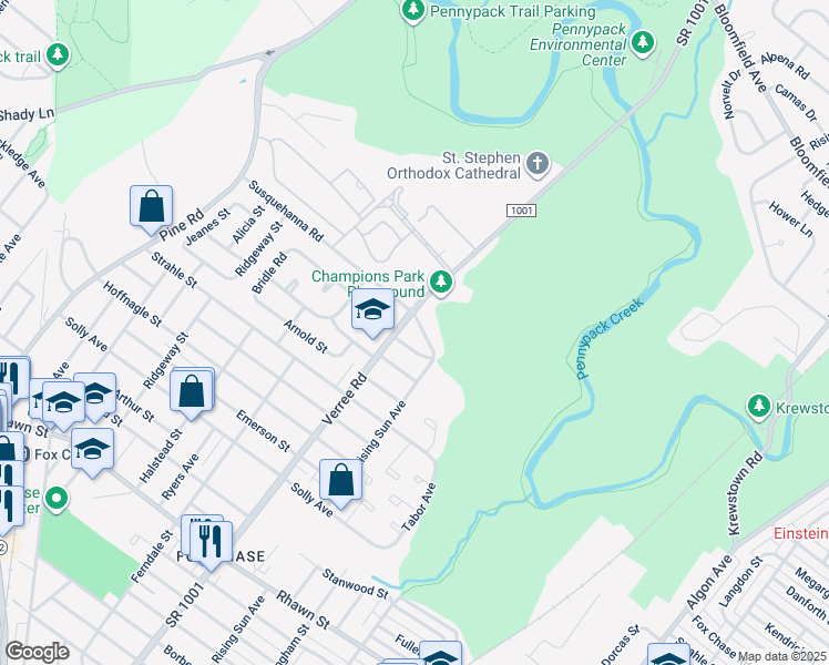 map of restaurants, bars, coffee shops, grocery stores, and more near 910 Tustin Street in Philadelphia