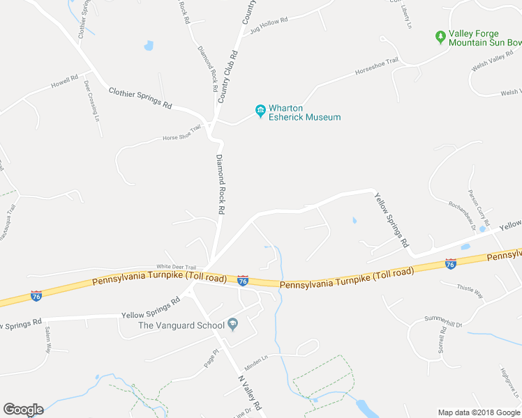 map of restaurants, bars, coffee shops, grocery stores, and more near 1561 Yellow Springs Road in Malvern