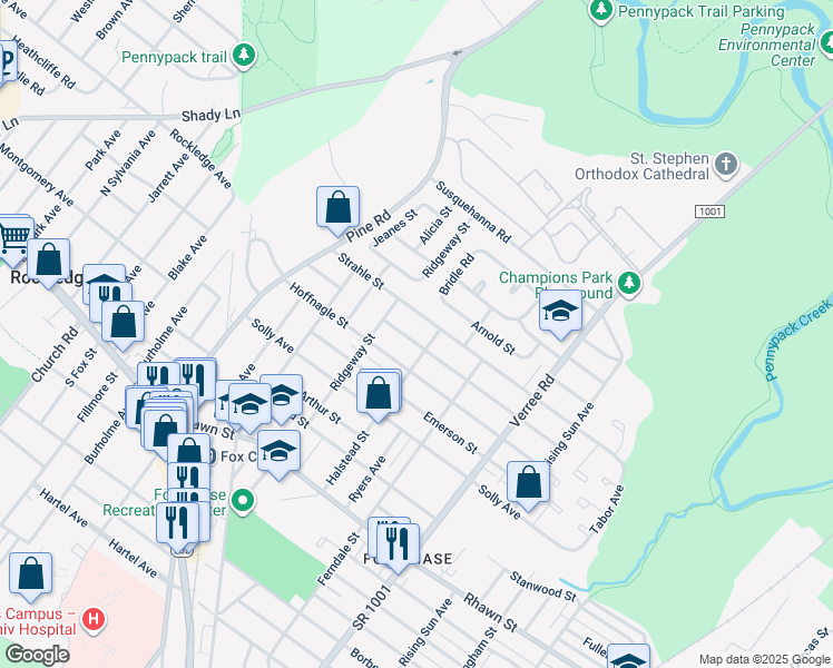 map of restaurants, bars, coffee shops, grocery stores, and more near 629 Benson Street in Philadelphia
