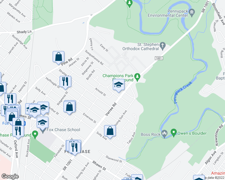 map of restaurants, bars, coffee shops, grocery stores, and more near 841 Kendrick Street in Philadelphia