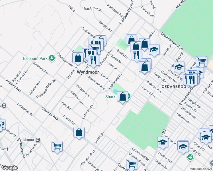 map of restaurants, bars, coffee shops, grocery stores, and more near 812 Campbell Lane in Wyndmoor