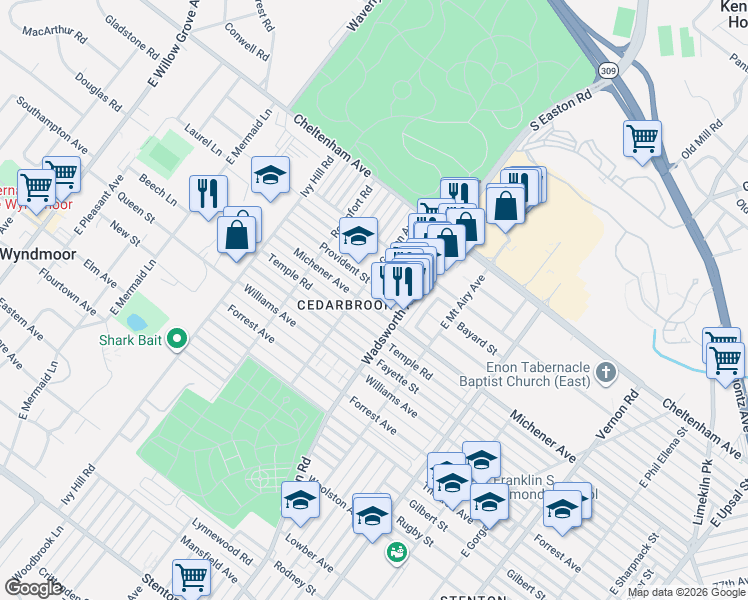 map of restaurants, bars, coffee shops, grocery stores, and more near in Philadelphia