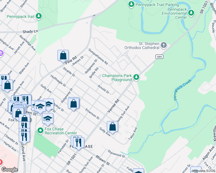map of restaurants, bars, coffee shops, grocery stores, and more near 816 Kendrick Street in Philadelphia