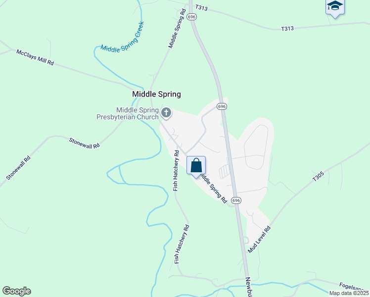 map of restaurants, bars, coffee shops, grocery stores, and more near 99 Middle Spring Road in Shippensburg
