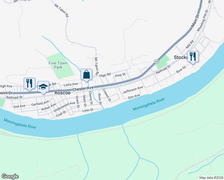 map of restaurants, bars, coffee shops, grocery stores, and more near 104 Furlong Avenue in Roscoe