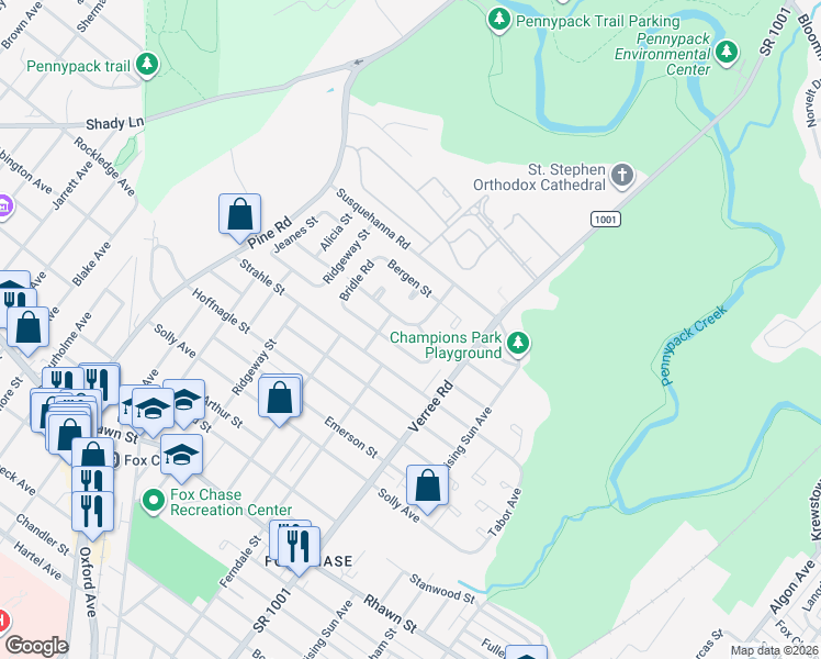 map of restaurants, bars, coffee shops, grocery stores, and more near 816 Kendrick Street in Philadelphia