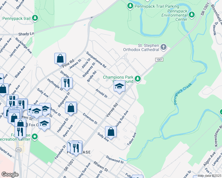 map of restaurants, bars, coffee shops, grocery stores, and more near 831 Kendrick Street in Philadelphia