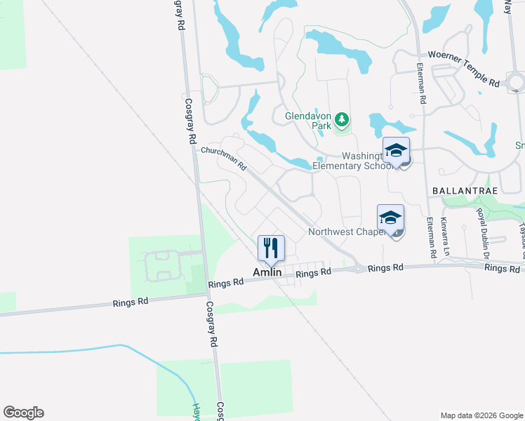 map of restaurants, bars, coffee shops, grocery stores, and more near 5576 Foreland Lane in Dublin